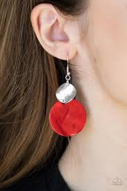 Opulently Oasis Red Acrylic Earrings