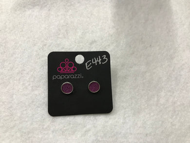Starlet Shimmer Pave Purple Round Post Earrings #443