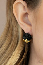 Load image into Gallery viewer, As Happy As Can Beam Black Post Seed Bead Earrings