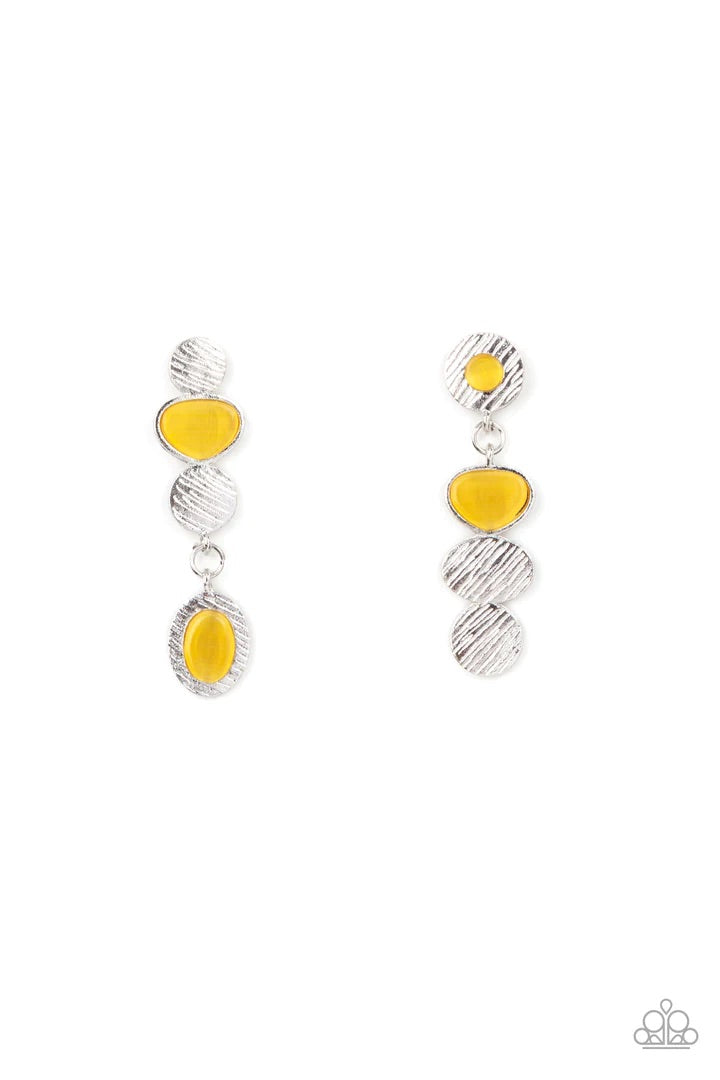 Asymmetrical Appeal Yellow Earrings