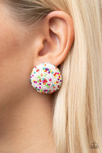 Load image into Gallery viewer, Kaleidoscope Sky White Seedbead Post Earrings