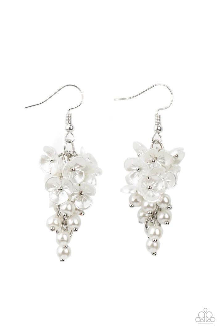 Bountiful Bouquets White Earrings