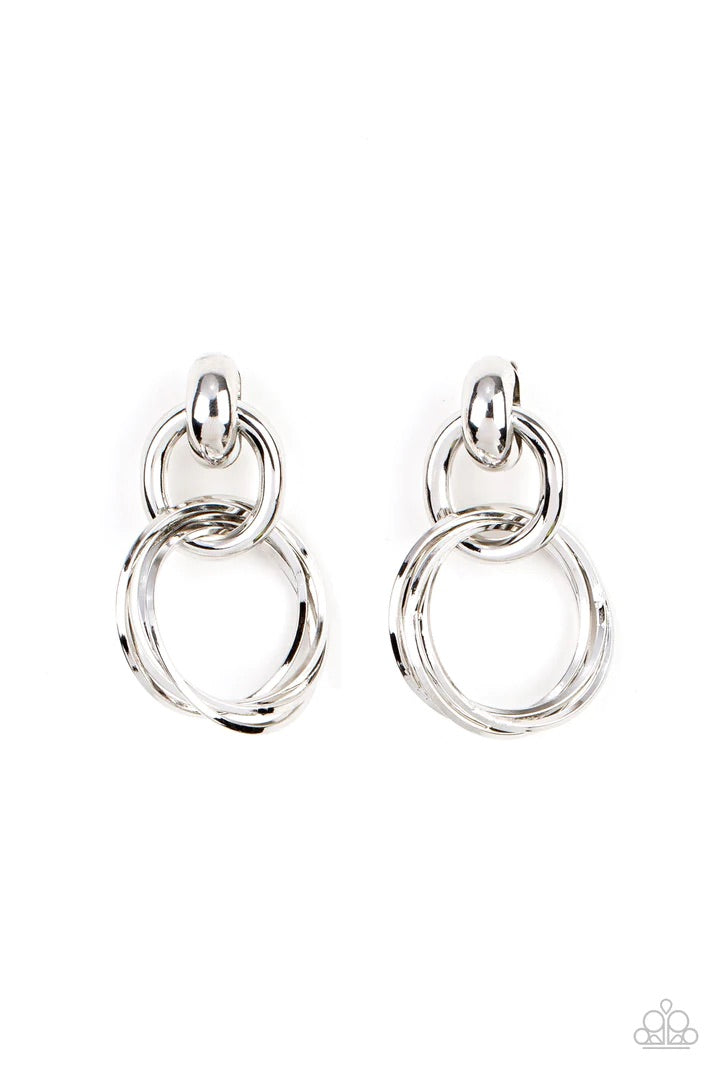 Dynamically Linked Silver Earrings