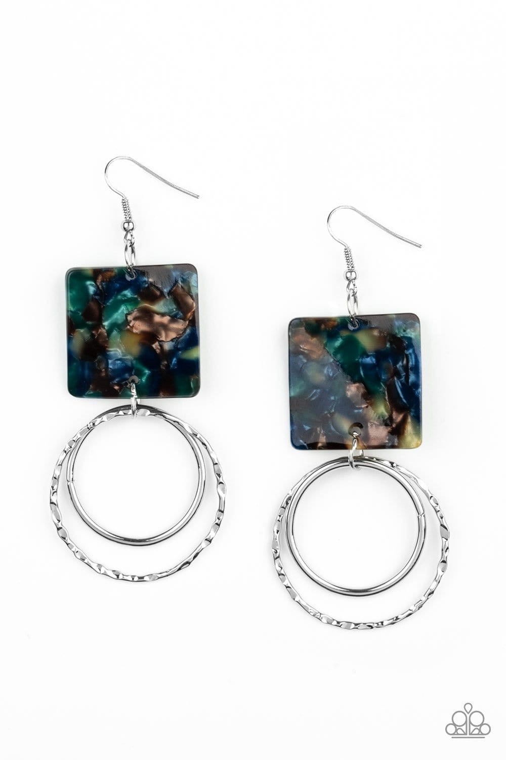 Maven Maker Multi/ Blue Acrylic Earrings