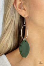 Load image into Gallery viewer, Leafy Laguna Green Leather Earrings